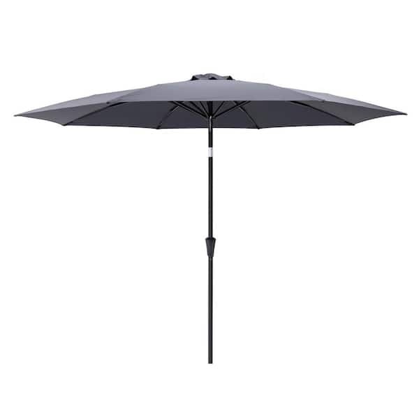 C-Hopetree 10 ft. Aluminum Market Tilt Patio Umbrella with Fiberglass Rib Tips in Anthracite Solution Dyed Polyester
