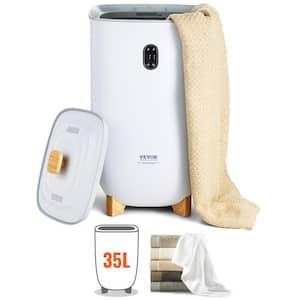 White Towel Warmer 35 L, Towel Warmer Bucket with Drying Modes(2-5h), Heating Mode 20/40/60/90 Min Auto Shut Off, LED