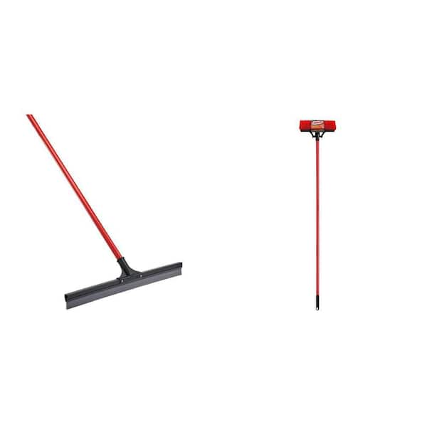 24 in. PVC Floor Squeegee with 60 in. Steel Handle and 13.5 in. Floor Scrub Brush with Steel Handle Combo