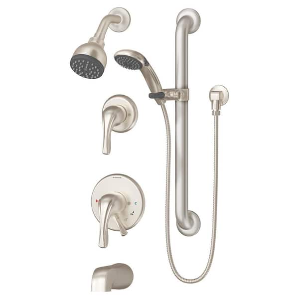 Symmons Origins Temptrol 1-Handle Tub and Shower Faucet Trim Kit with Hand Shower in Satin Nickel (Valve Not Included)