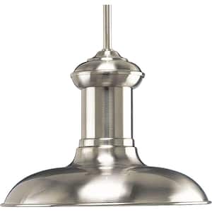 Brookside Collection 1-Light Brushed Nickel LED Pendant with Metal Shade