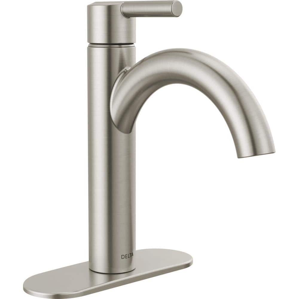 Nicoli Brushed Stainless Steel Single Handle Mid-Arc Bathroom Faucet