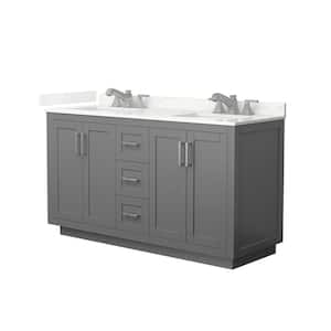 Miranda 60 in. W x 22 in. D x 33.75 in. H Double Bath Vanity in Dark Gray with Giotto Quartz Top