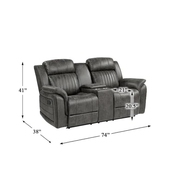 Lazzara Morelia 74 in. W Brownish Gray Microfiber Double Manual