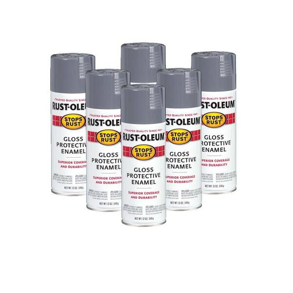 Rust-Oleum Stops Rust 12 oz. Smoke Gray Protective Enamel Spray (6-Pack)-DISCONTINUED