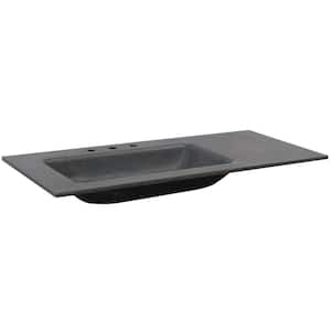 49 in. W x 22 in. D Concrete Vanity Top with Left Side Sink in Black