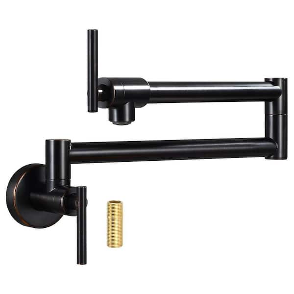 Restaurant Wall Mount Pot Filler Faucet Double Handle in Oil Rubbed Bronze