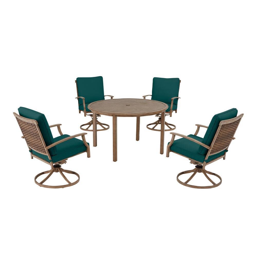 Hampton Bay Geneva 5Piece Brown Wicker Outdoor Patio Dining Set with