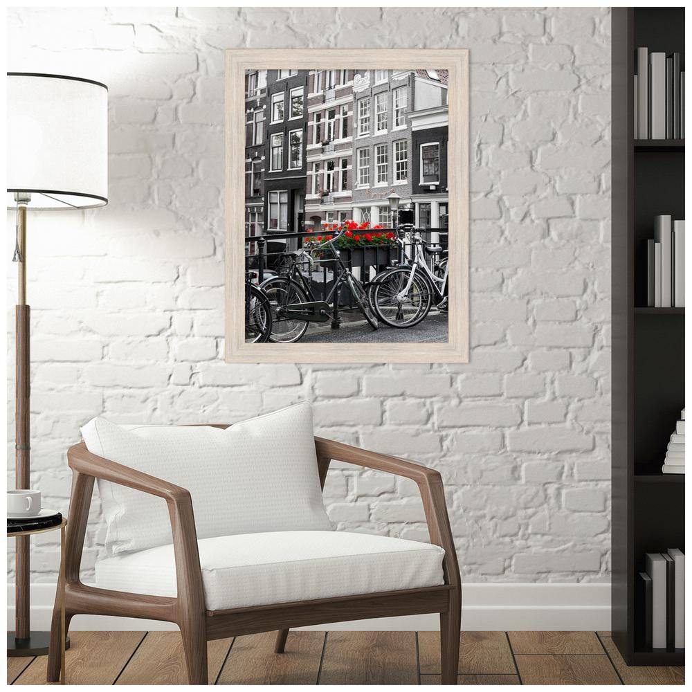 Amanti Art Hardwood Whitewash Narrow Wood Picture Frame 18x24