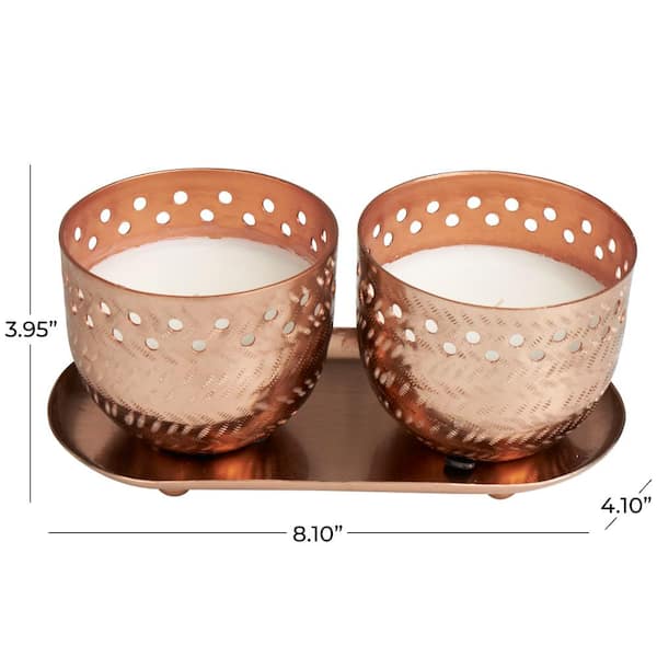 CosmoLiving by Cosmopolitan Copper Tropical Breeze Scented Cutout Spotted 7 oz. 1-Wick Candle with White Wax (Set of 2)