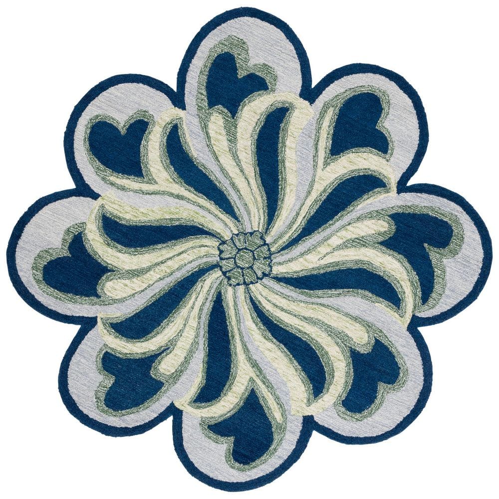 Novelty 6 ft. x 6 ft. Navy/Green Floral Round Area Rug price history on PriceWatchPro