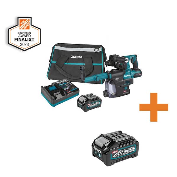 Makita 40V max XGT Brushless 1-1/8 in. Rotary Hammer Kit with Extractor, AFT, AWS Capable (4.0Ah) with bonus XGT 4.0Ah Battery