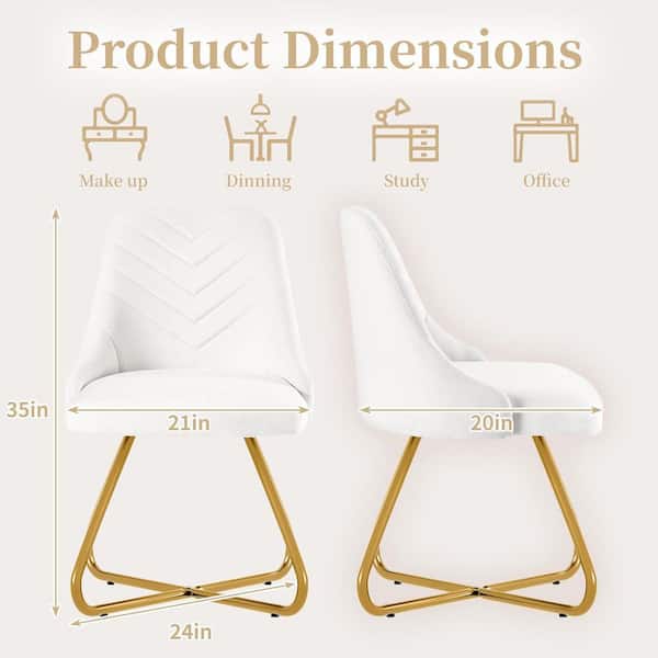 Elegant Modern Accent Chair-White Velvet Upholstered Chair with High Back and Curved Gold Legs for Home Use