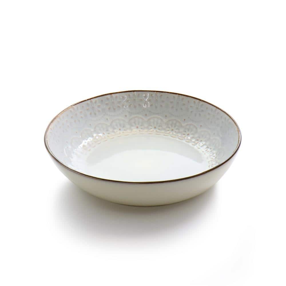 Ivory Embossed Ceramic 16-Piece Dinnerware Set for Four