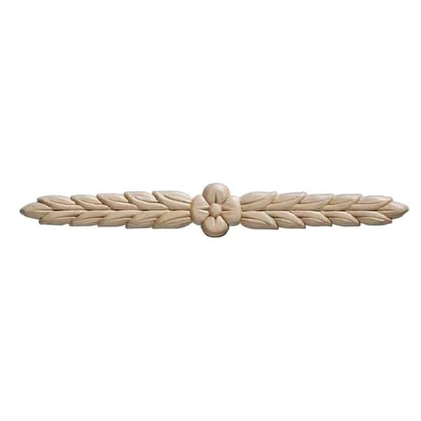 Ornamental Mouldings 3154PK 7/32 in. x 9-9/16 in. x 1-1/4 in. Birch Laurel Onlay Ornament Moulding (2-Pack)