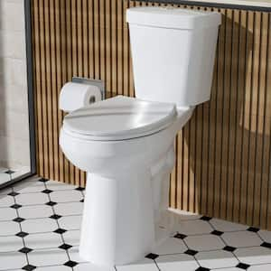 21 in. Extra Tall 2-Piece Toilet 1.1/1.6 GPF Dual Flush Round Height Toilet in White Tall Toilet 12 inch Rough In