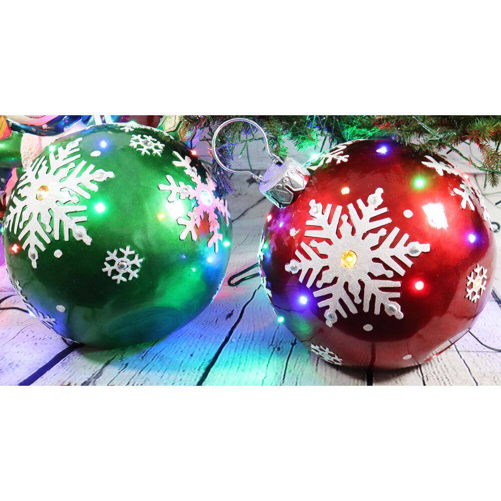 Green Resin Snowflake LED Christmas Ball Ornament