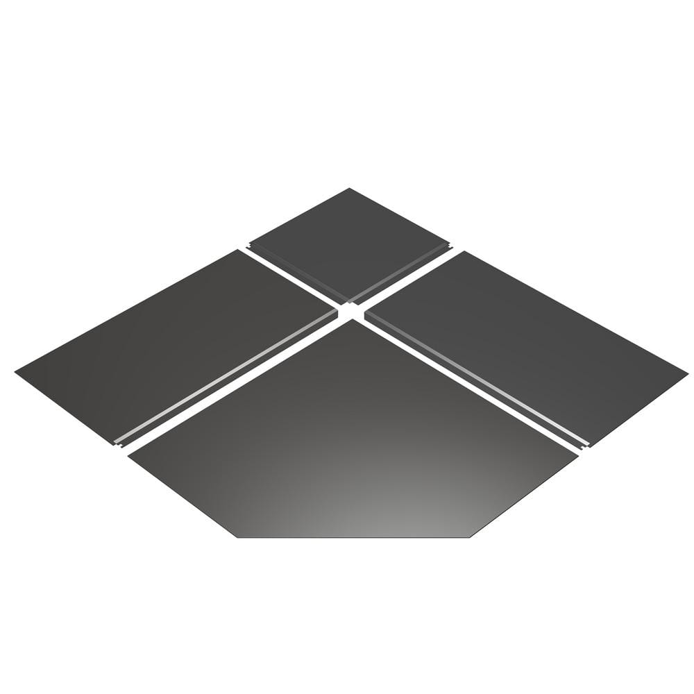54 in. Black Steel Hearth Pad for Corner Installation