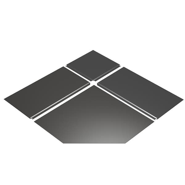 Unbranded 54 in. Black Steel Hearth Pad for Corner Installation