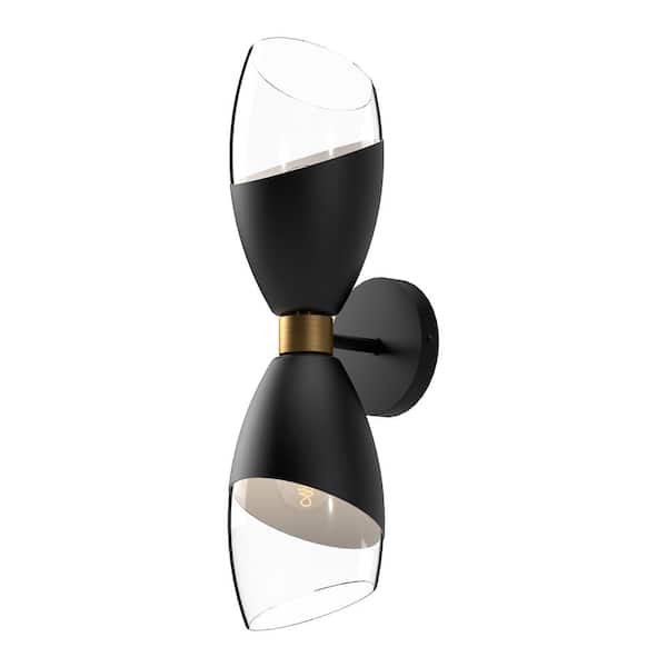 ALORA MOOD Capri 5-in 2 Light 60-Watt Clear Glass/Matte Black Vanity Light
