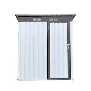 Outdoor Storage 5 ft. W x 3 ft. D White+Gray Metal Shed with Single Door and Vent (15 Sq. ft.) for Garden and Backyard