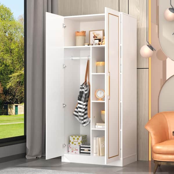 FUFU&GAGA White storage Cabinet with 6 Shelves，31.4''L-18.8''W-70''H