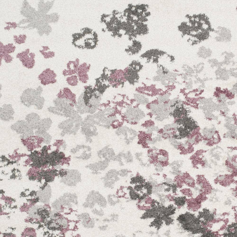 Ivory & Purple Floral 9'x12' Reversible Synthetic Area Rug