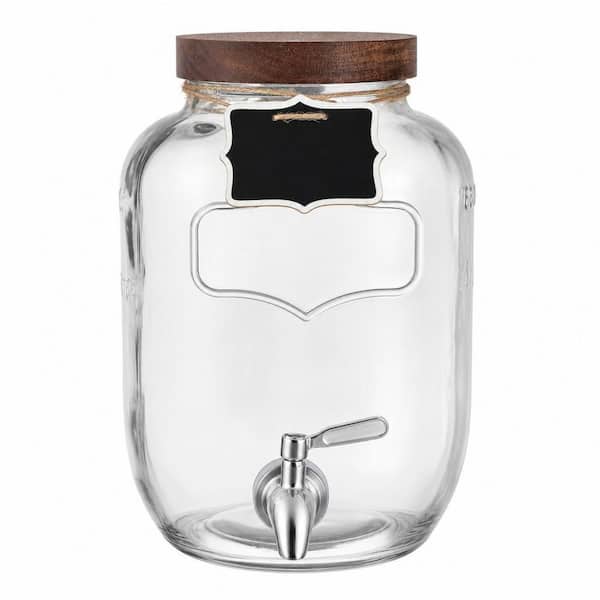1 Gal. Glass Drink Dispenser for Parties, Beverage Dispenser with Stainless Steel Spigot, Ideal for Lemonade
