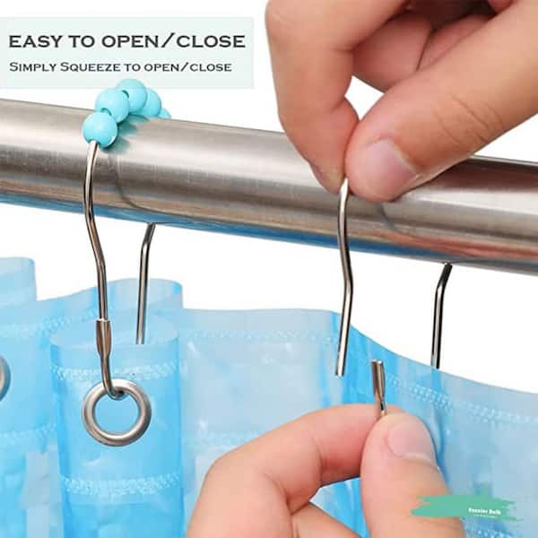 Dyiom Stainless Steel Shower Curtain Rings/Hooks, in Blue