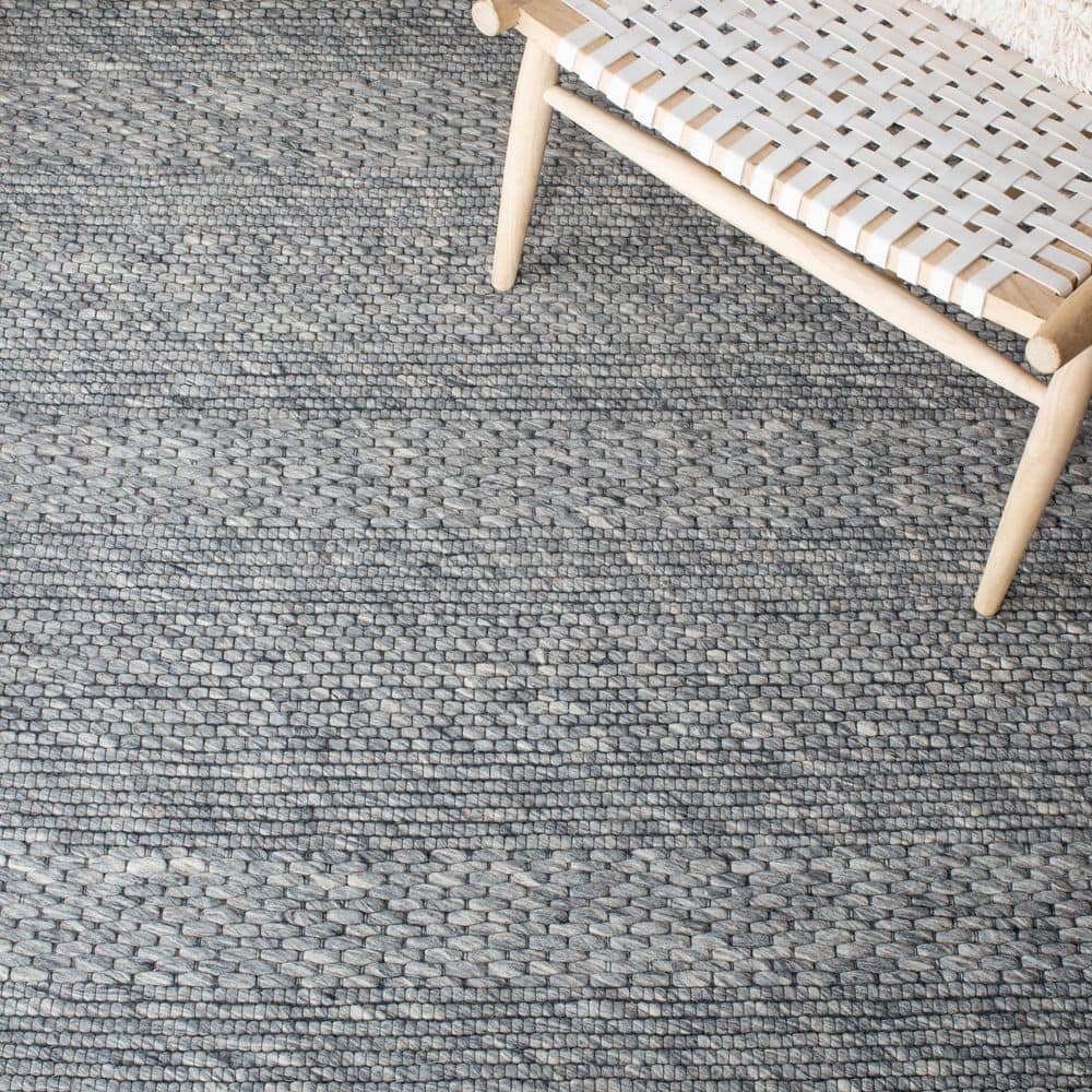 Marbella 4' x 6' Gray Wool and Synthetic Flat Woven Rug