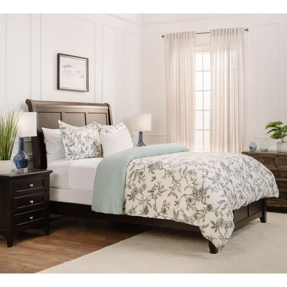 Sage Green French Toile Microfiber Duvet Cover Set