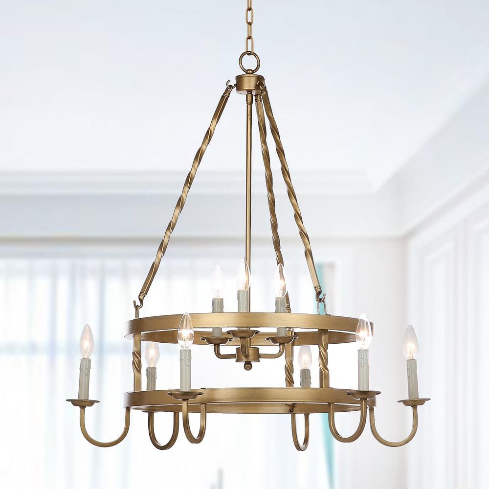 Park Avenue Inspired Gold Metal 31" Adjustable Chandelier