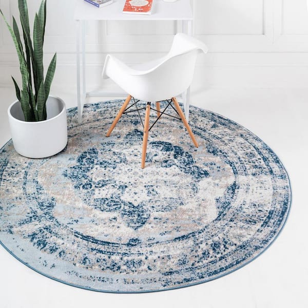 Sofia Salle Garnier Blue 7 ft. x 7 ft. Area Rug