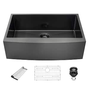 Stainless Steel 36 in. Single Bowl Farmhouse Apron Kitchen Sink Beslend 36"x21"x10"Apron Front Sink Black