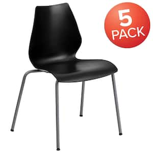 Black Plastic Stack Chairs (Set of 5)