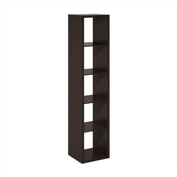 Furinno Cubicle 71.93 in. Tall Dark Oak Wood 5-Shelf Cube Bookcase