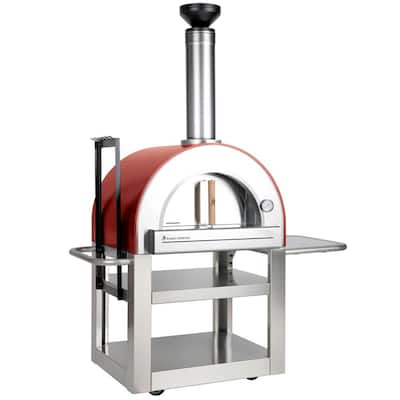 Costway Wood Outdoor Pizza Oven Pizza Grill Outside Pizza Maker with  Waterproof Cover in Stainless Steel (2-Layer) NP10814BK - The Home Depot