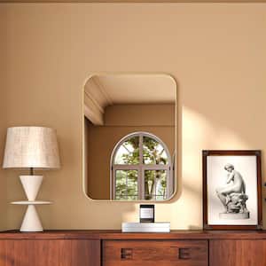 22 in. W x 30 in. H Rectangular Aluminum Framed Modern Gold Rounded Wall Mirror