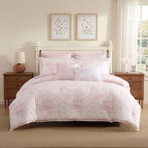 LAURA ASHLEY Natalie Reversible 5-Piece Light Pink Cotton Twin