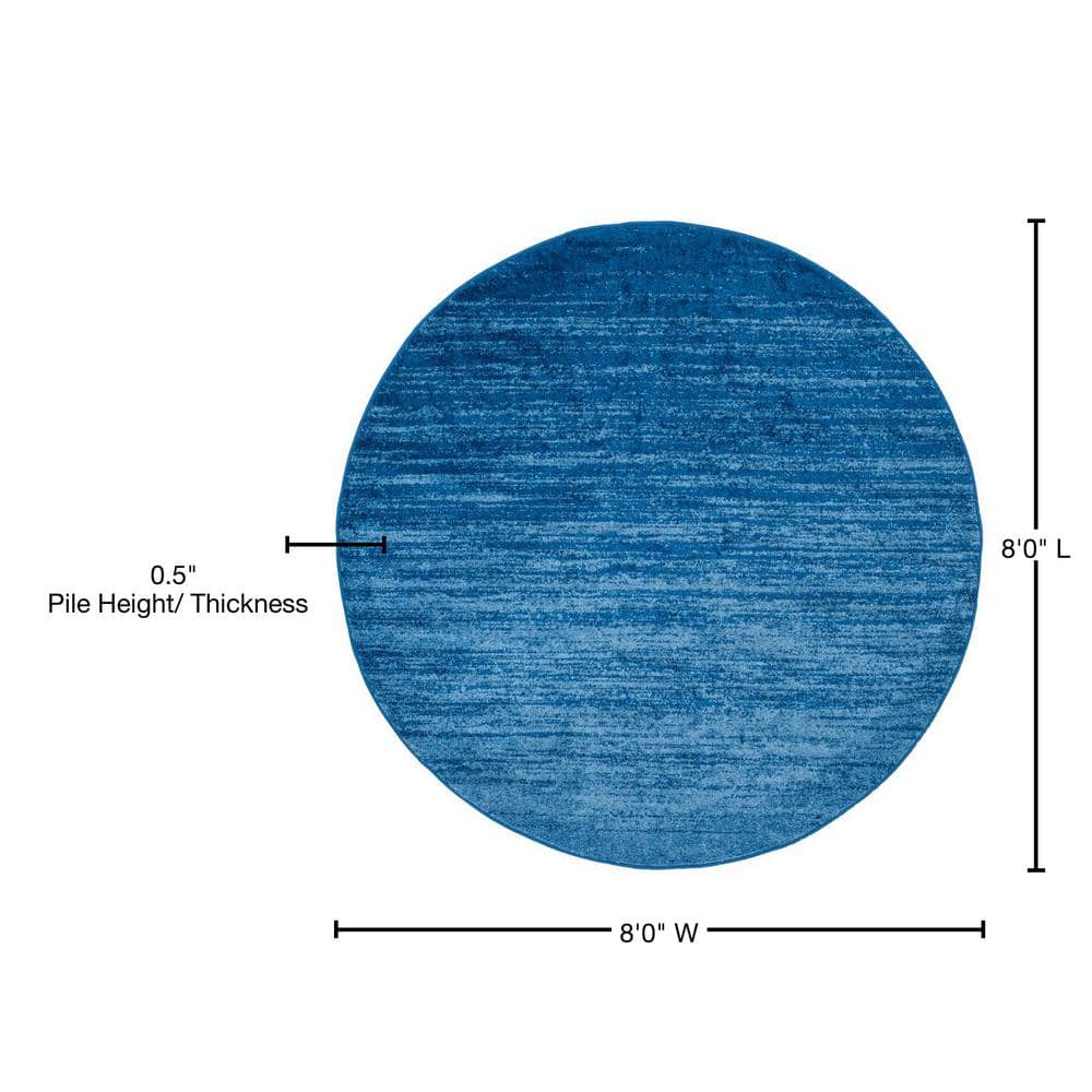Adirondack Light Blue and Dark Blue Round Area Rug