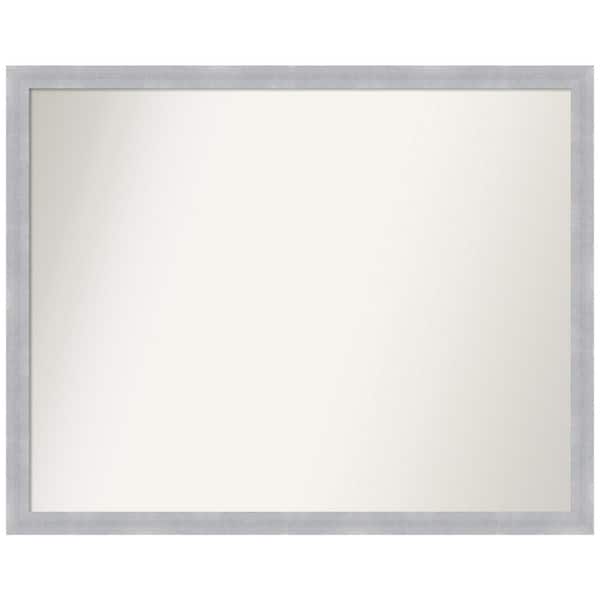 Amanti Art Grace Brushed Nickel Narrow 30 in. W x 24 in. H Rectangle Non-Beveled Framed Wall Mirror in Silver