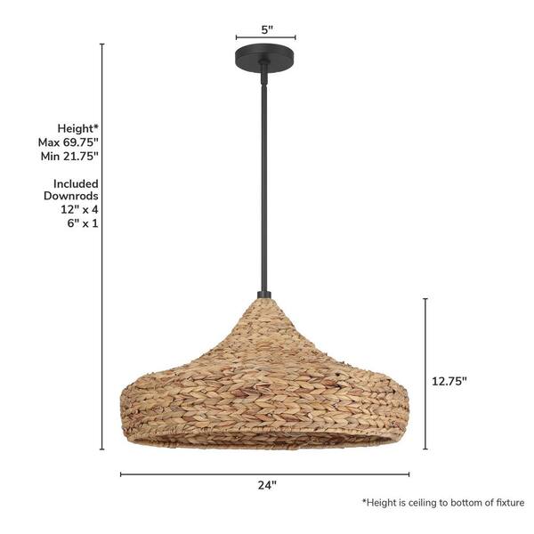 Hunter Fan Company - Hunter Cambria 3 Light Matte Black Martini Pendant Lighting for Dining Room