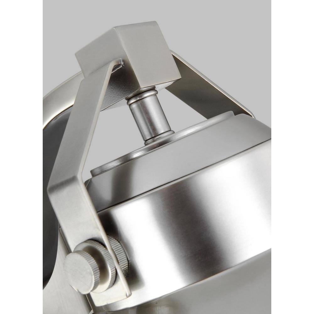 Large Brushed Steel Dimmable Lantern Sconce with Clear Seeded Glass