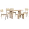 Spruce & Spring Eden 6-Piece Oval Natural Wood Top Dining Table Set Seats 6 with Bench and 4 Dining Chairs Modern Style Dining Room Set HDDJDTS71AAN