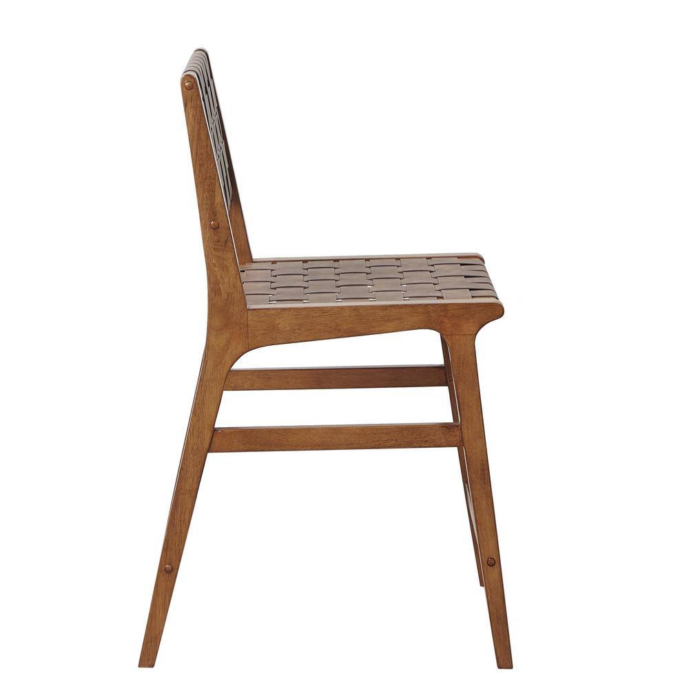 Oslo 24" Brown Faux Leather Woven Counter Stool