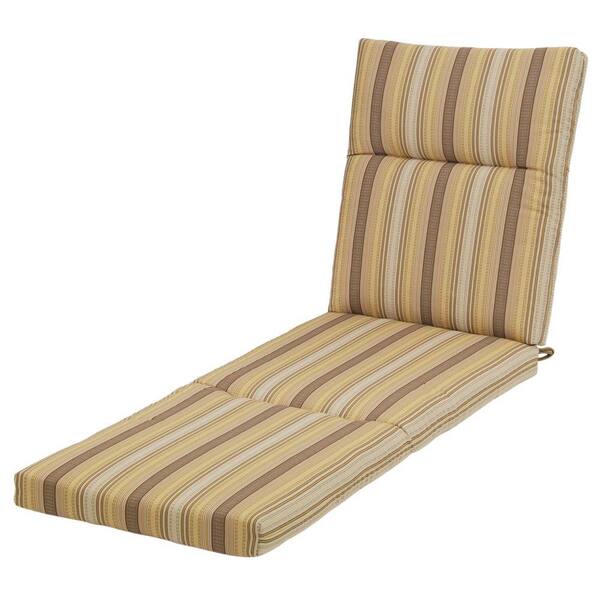 Hampton Bay 21.5 x 44.5 Outdoor Chaise Lounge Cushion in Standard Cornbread Stripe