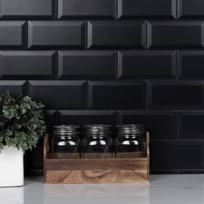 Backsplash Black Subway Tile Flooring The Home Depot