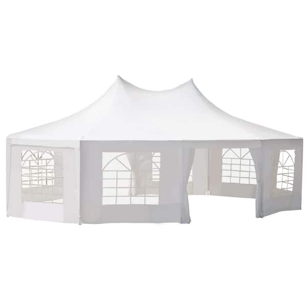 Outsunny 21 ft x 29 ft White Large 10-Wall Event Wedding Gazebo Canopy Tent with Open Floor Design and Weather Protection