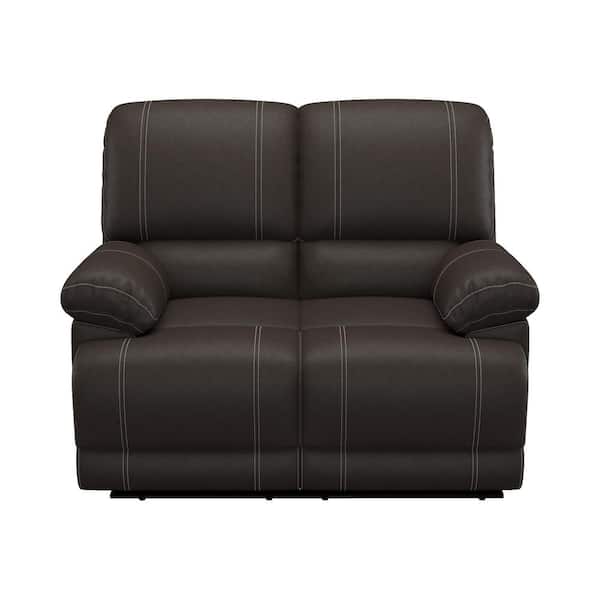 EVERGLADE HOME Oriole 61 in. Round Arm Faux Leather Straight in Brown