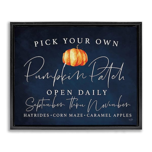 Stupell Industries Pick Your Pumpkins by Lux + Me Designs 1 Piece Floater Frame Graphic Print Typography Poster Art Print 21 in. x 17 in.